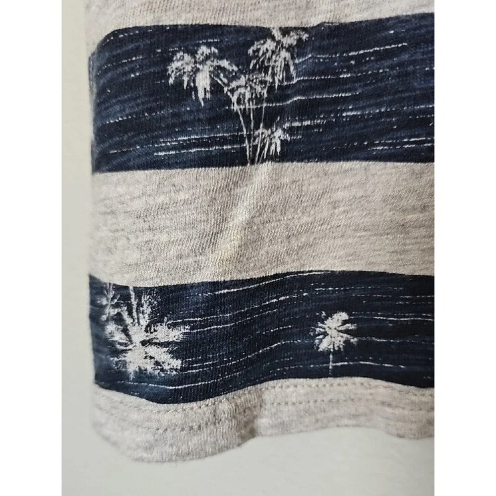 Gymboree Boys Size 5T Grey Navy Blue Palm Tree Striped Short Sleeve Polo Shirt